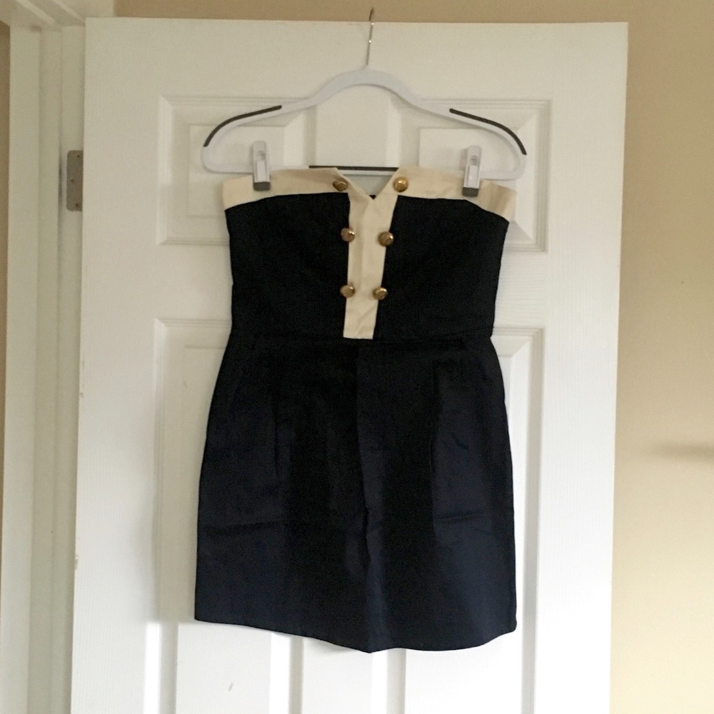 Strapless Nautical Style Mini Dress